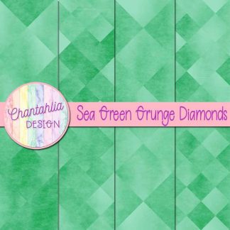 Free digital papers in sea green grunge diamonds designs.
