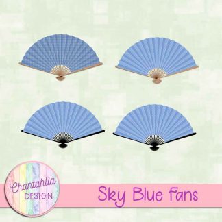 Free sky blue fan design elements