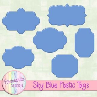 Free sky blue plastic tag design elements