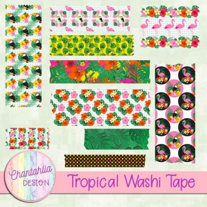 Free washi tape in a Tropical theme