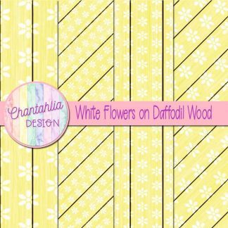 Free white flowers on daffodil wood digital papers