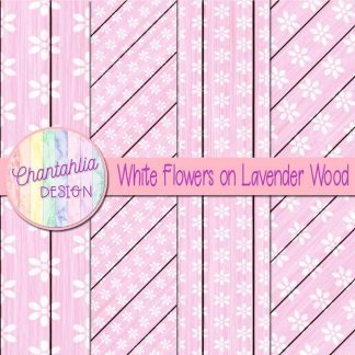Free white flowers on lavender wood digital papers