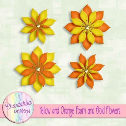 free yellow and orange foam and gold flowers
