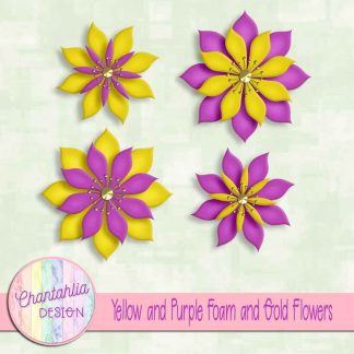 free yellow and purple foam and gold flowers