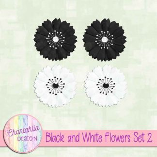 Free black and white flowers design elements