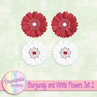 Free burgundy and white flowers design elements