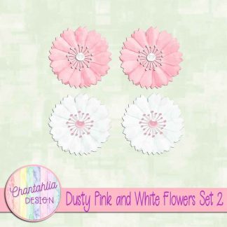 Free dusty pink and white flowers design elements