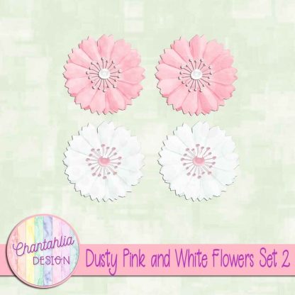 Free dusty pink and white flowers design elements