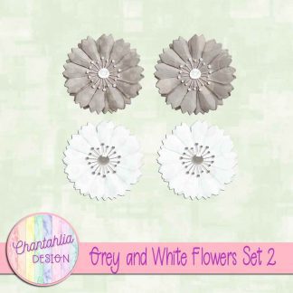 Free grey and white flowers design elements
