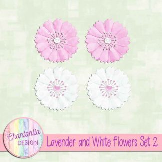 Free lavender and white flowers design elements
