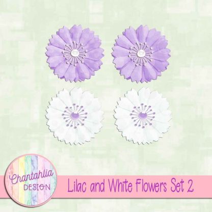 Free lilac and white flowers design elements