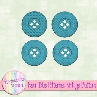 Free neon blue patterned vintage buttons