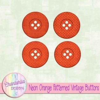 Free neon orange patterned vintage buttons