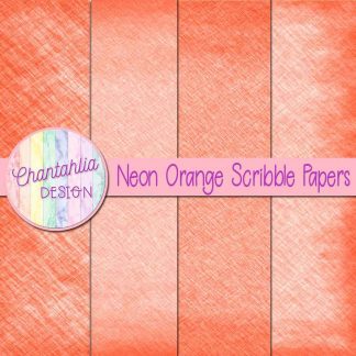 Free neon orange scribble digital papers