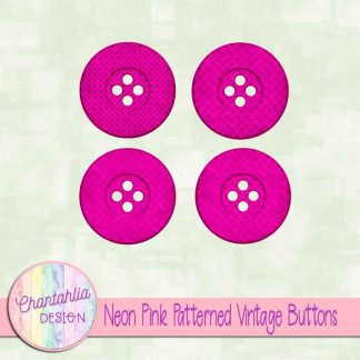 Free neon pink patterned vintage buttons