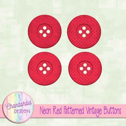 Free neon red patterned vintage buttons