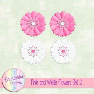 Free pink and white flowers design elements
