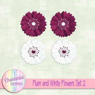 Free plum and white flowers design elements