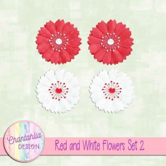 Free red and white flowers design elements