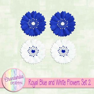 Free royal blue and white flowers design elements