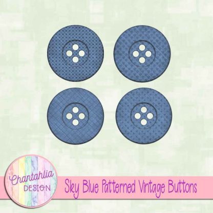 Free sky blue patterned vintage buttons