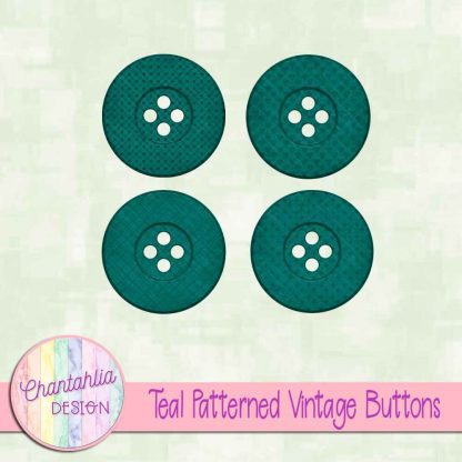 Free teal patterned vintage buttons