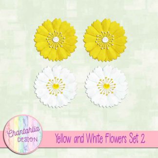 Free yellow and white flowers design elements