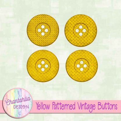 Free yellow patterned vintage buttons
