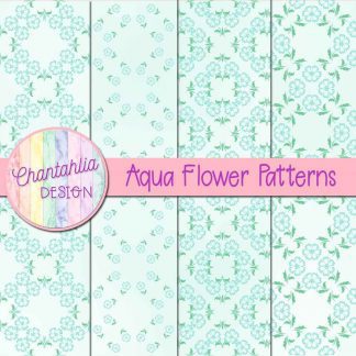 Free digital papers featuring aqua flower patterns.