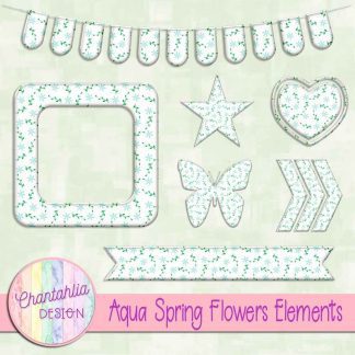 Free aqua spring flowers design elements