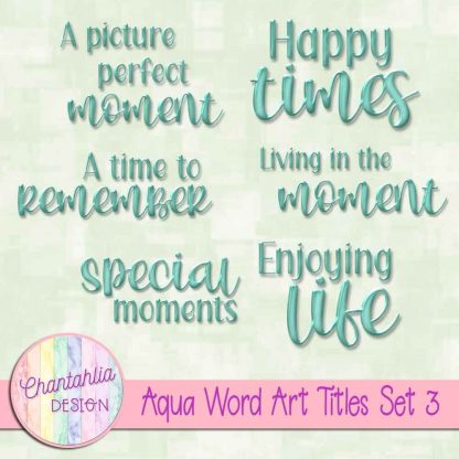 Free scrapbook title word art in an aqua brushed metal style