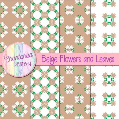 Free digital papers featuring beige flowers and leaves