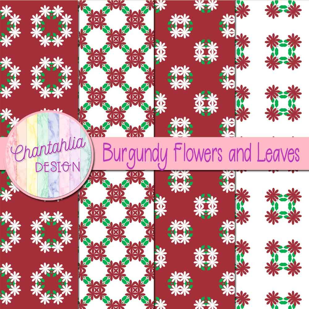 free-digital-papers-featuring-burgundy-flowers-and-leaves-designs