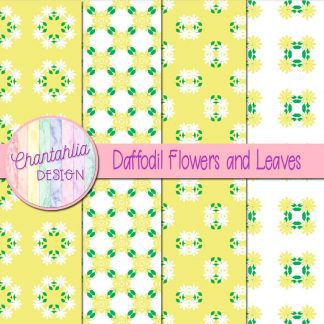 Free digital papers featuring daffodil flowers and leaves
