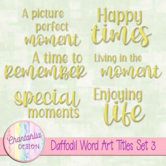 Free scrapbook title word art in a daffodil brushed metal style