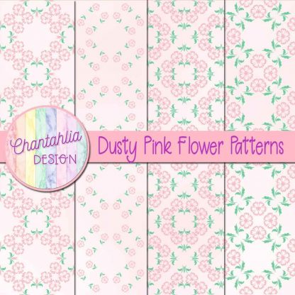 Free digital papers featuring dusty pink flower patterns.