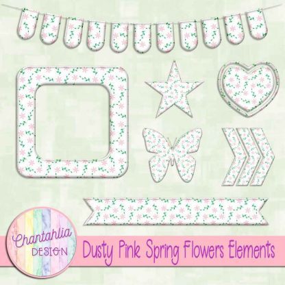 Free dusty pink spring flowers design elements