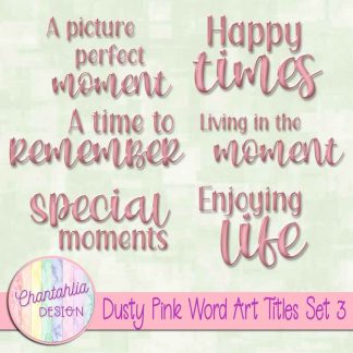 Free scrapbook title word art in a dusty pink brushed metal style