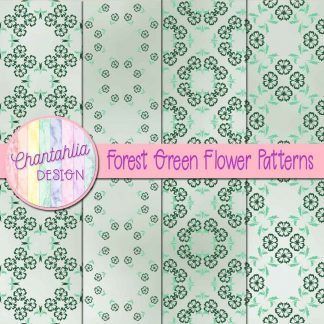 Free digital papers featuring forest green flower patterns.