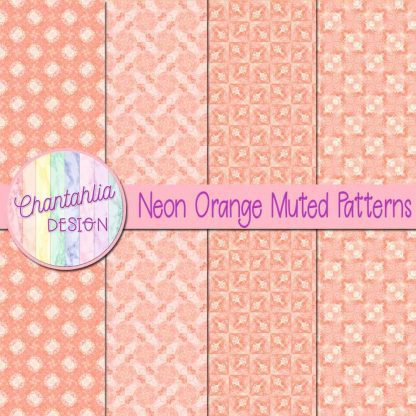 free neon orange muted patterns digital papers
