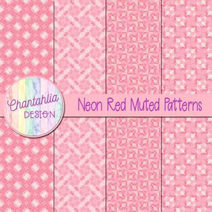 free neon red muted patterns digital papers