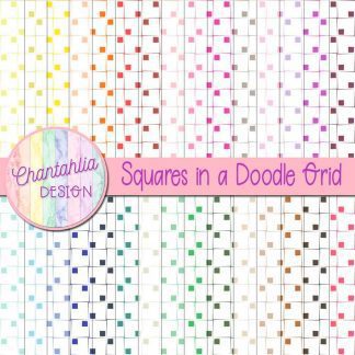 free digital papers featuring a squares in a doodle grid design