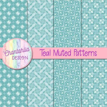 free teal muted patterns digital papers