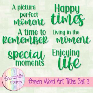 Free scrapbook title word art in a green brushed metal style