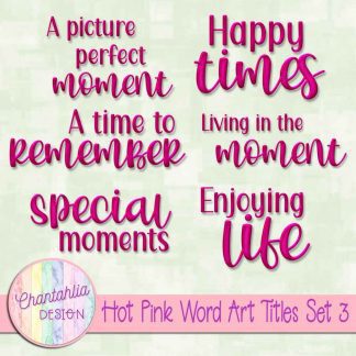 Free scrapbook title word art in a hot pink brushed metal style