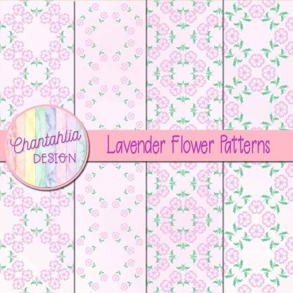 Free digital papers featuring lavender flower patterns.