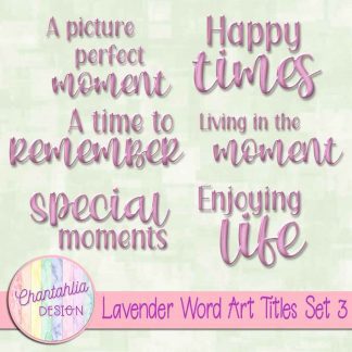 Free scrapbook title word art in a lavender brushed metal style