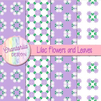 Free digital papers featuring lilac flowers and leaves