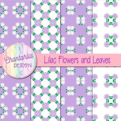 Free digital papers featuring lilac flowers and leaves