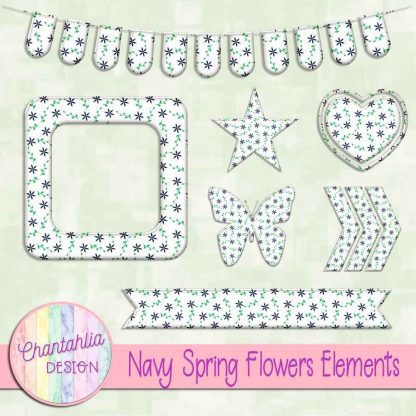Free navy spring flowers design elements